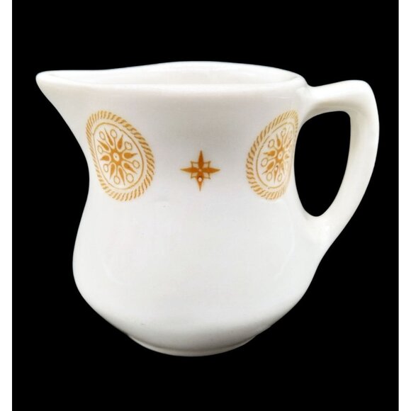 Shenango China Creamer Handle Gold Medallion Star Pattern Vintage 2.75" 1970s - Picture 3 of 14